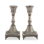 PAIR OF SMALL SILVER CANDLESTICKS LATE 19th CENTURY