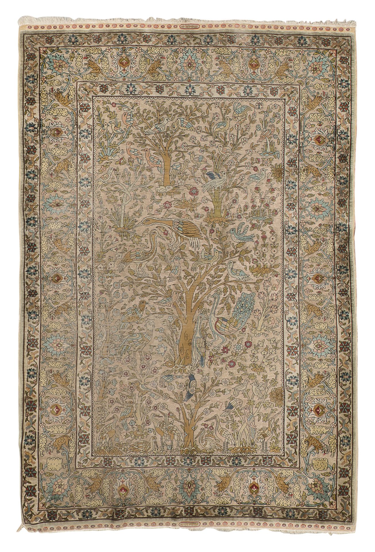 QUM RUG IN WOOL AND SILK MID-20TH CENTURY