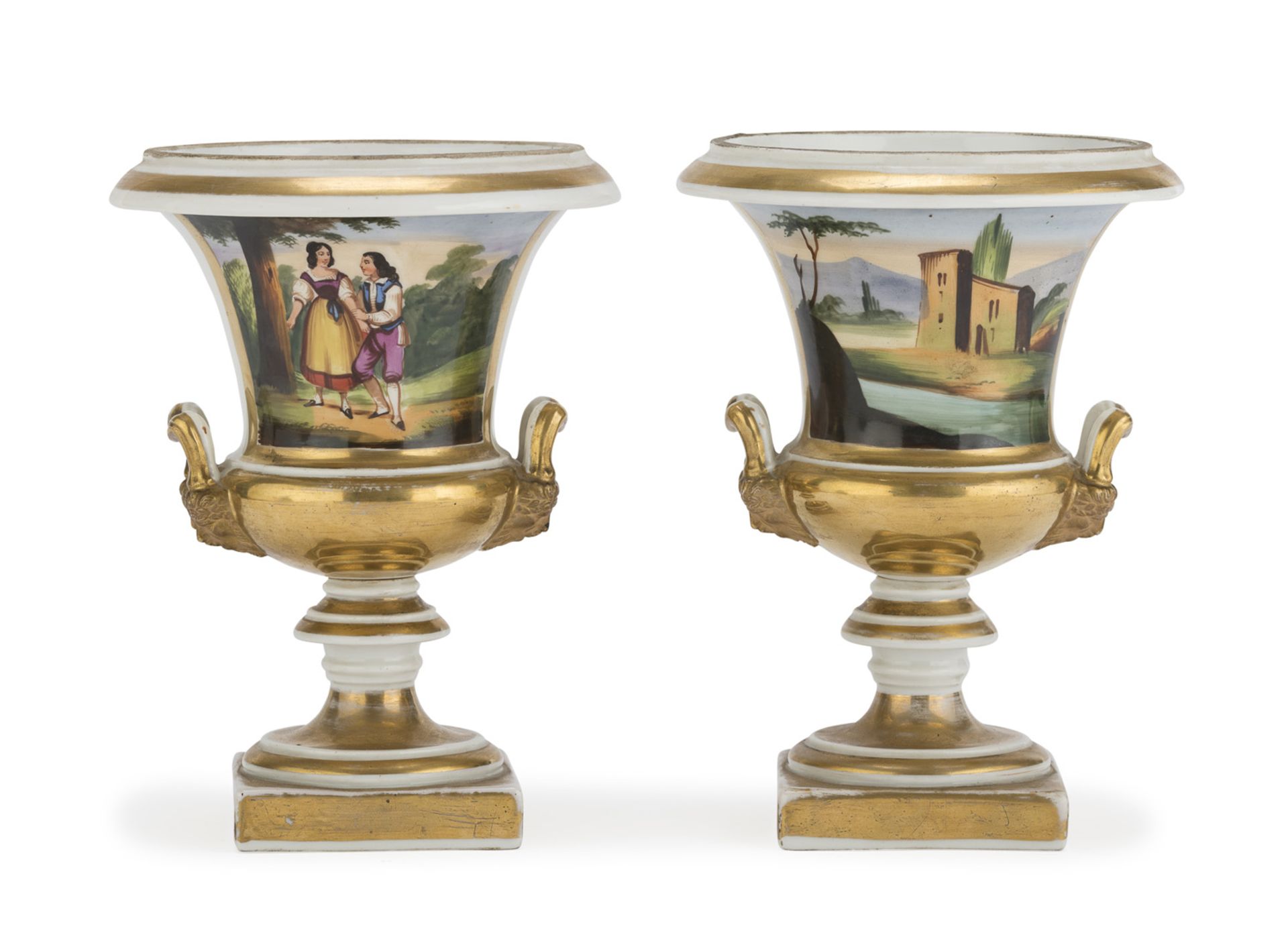 PAIR OF SMALL PORCELAIN VASES 19th CENTURY