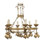 GILDED METAL CHANDELIER EARLY 20TH CENTURY