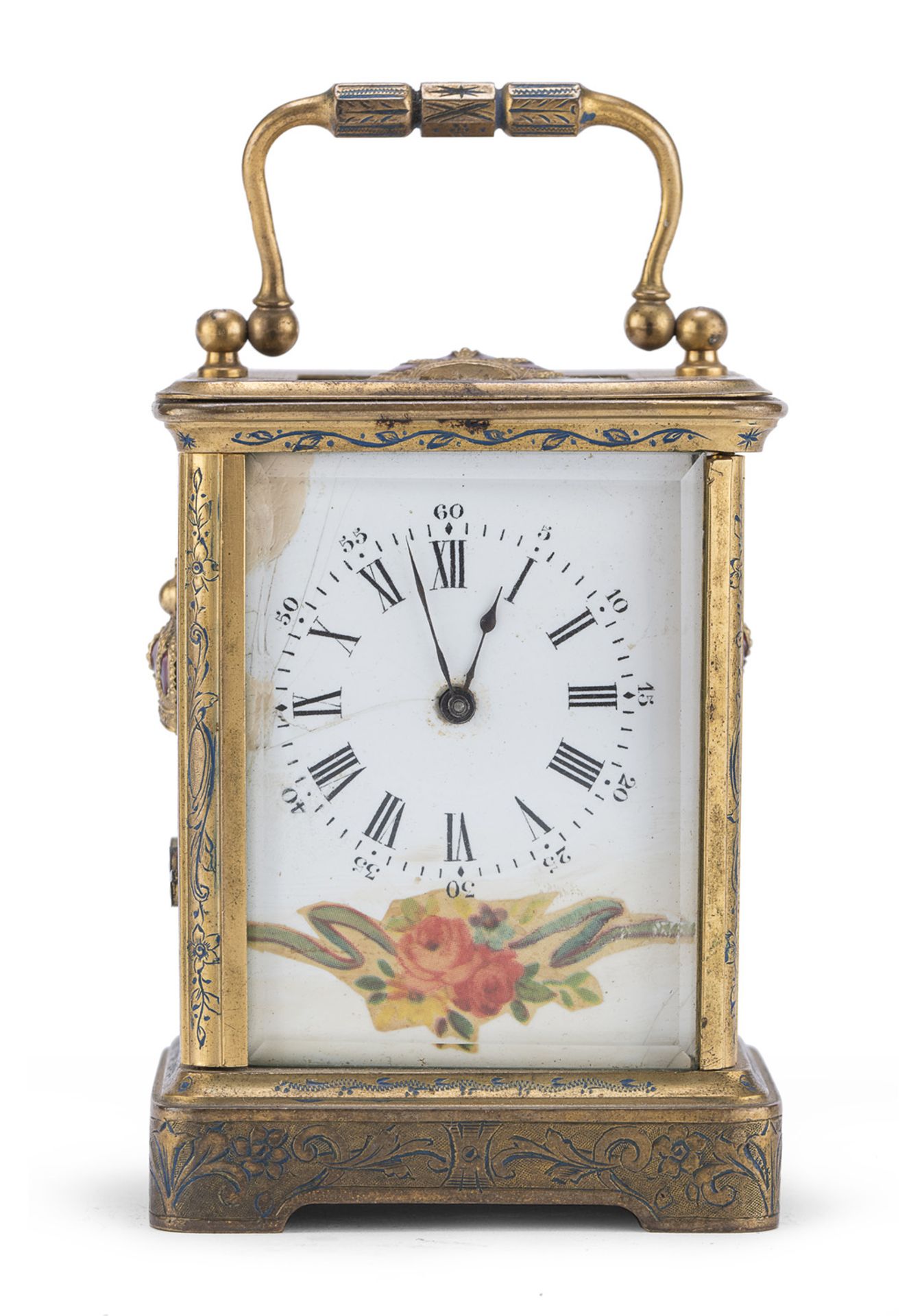 MIGNON TABLE CLOCK IN BRASS AND ENAMELS EARLY 20TH CENTURY