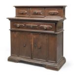 RARE SIDEBOARD WITH HUTCH IN WALNUT CENTRAL ITALY 17th CENTURY