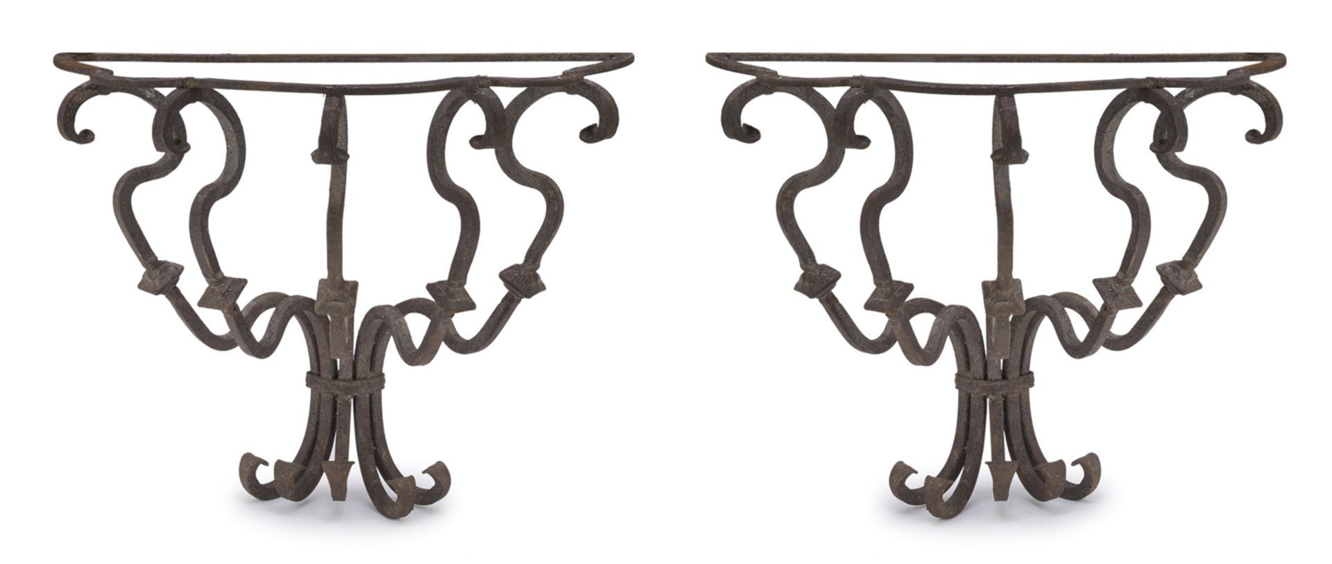 PAIR OF IRON HANGING CONSOLES 19th CENTURY