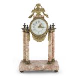 TABLE CLOCK IN PINK VERONA MARBLE LATE 19th CENTURY