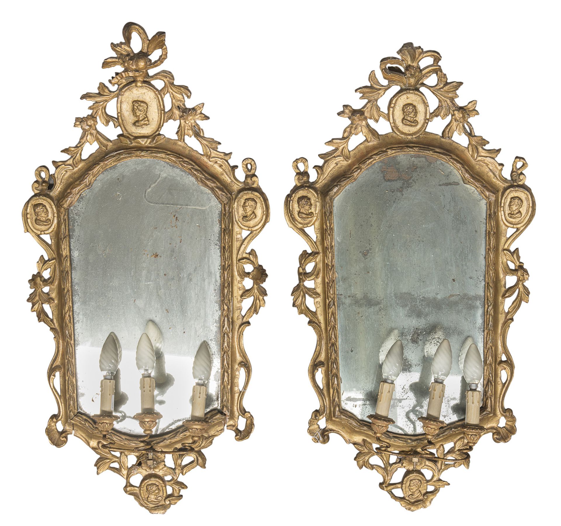 BEAUTIFUL PAIR OF GILTWOOD MIRRORS PROBABLY NAPLES 18TH CENTURY