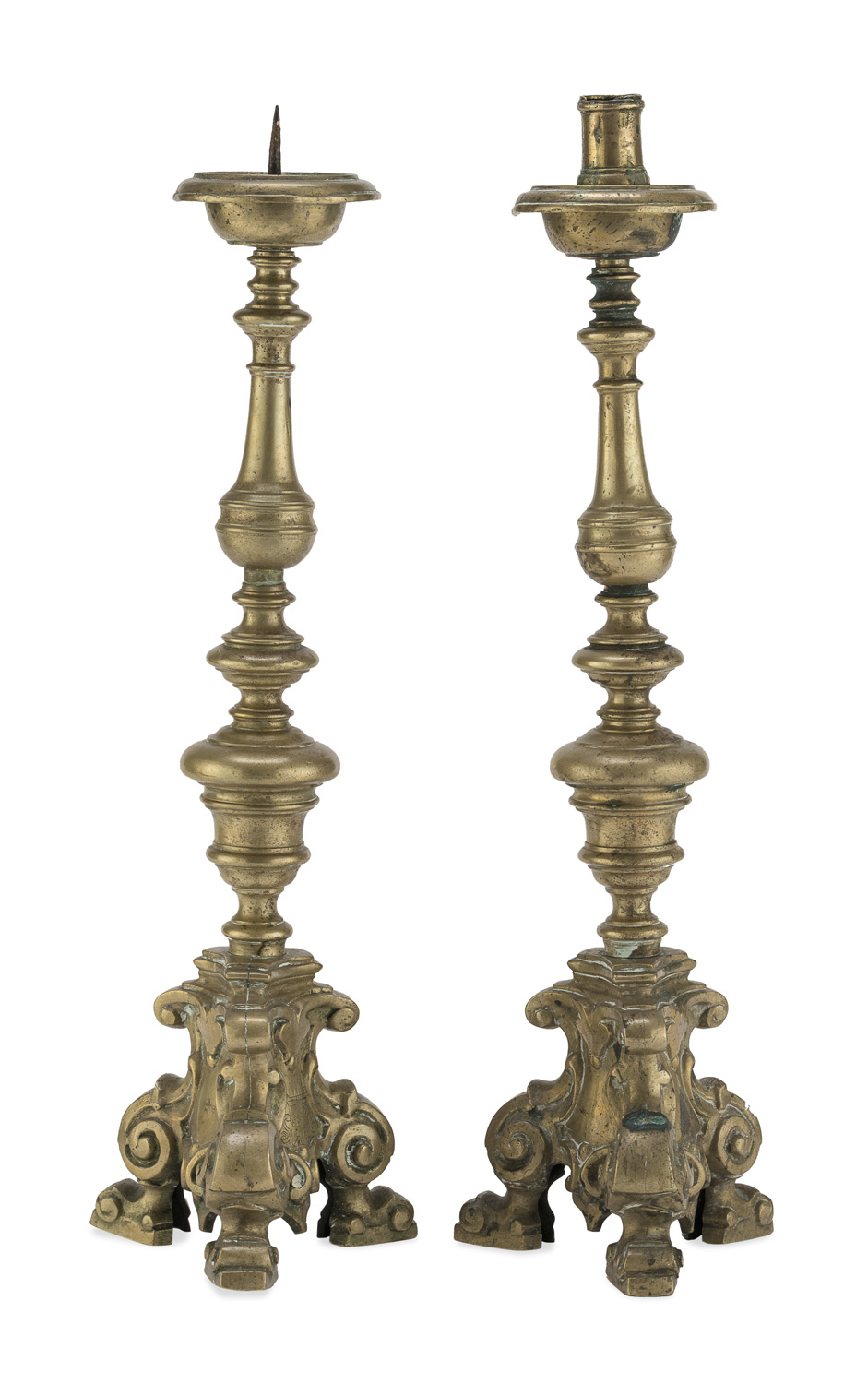 PAIR OF BRONZE CANDLESTICKS ROME 18th CENTURY