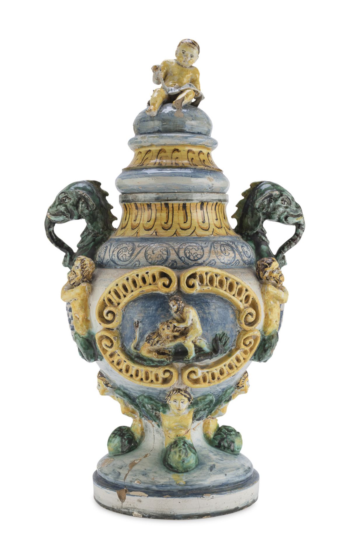 BIG MAJOLICA POTICHE PROBABLY MONTELUPO 19th CENTURY