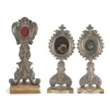 THREE SILVER MONSTRANCES PROBABLY PONTIFICAL STATE 18TH CENTURY