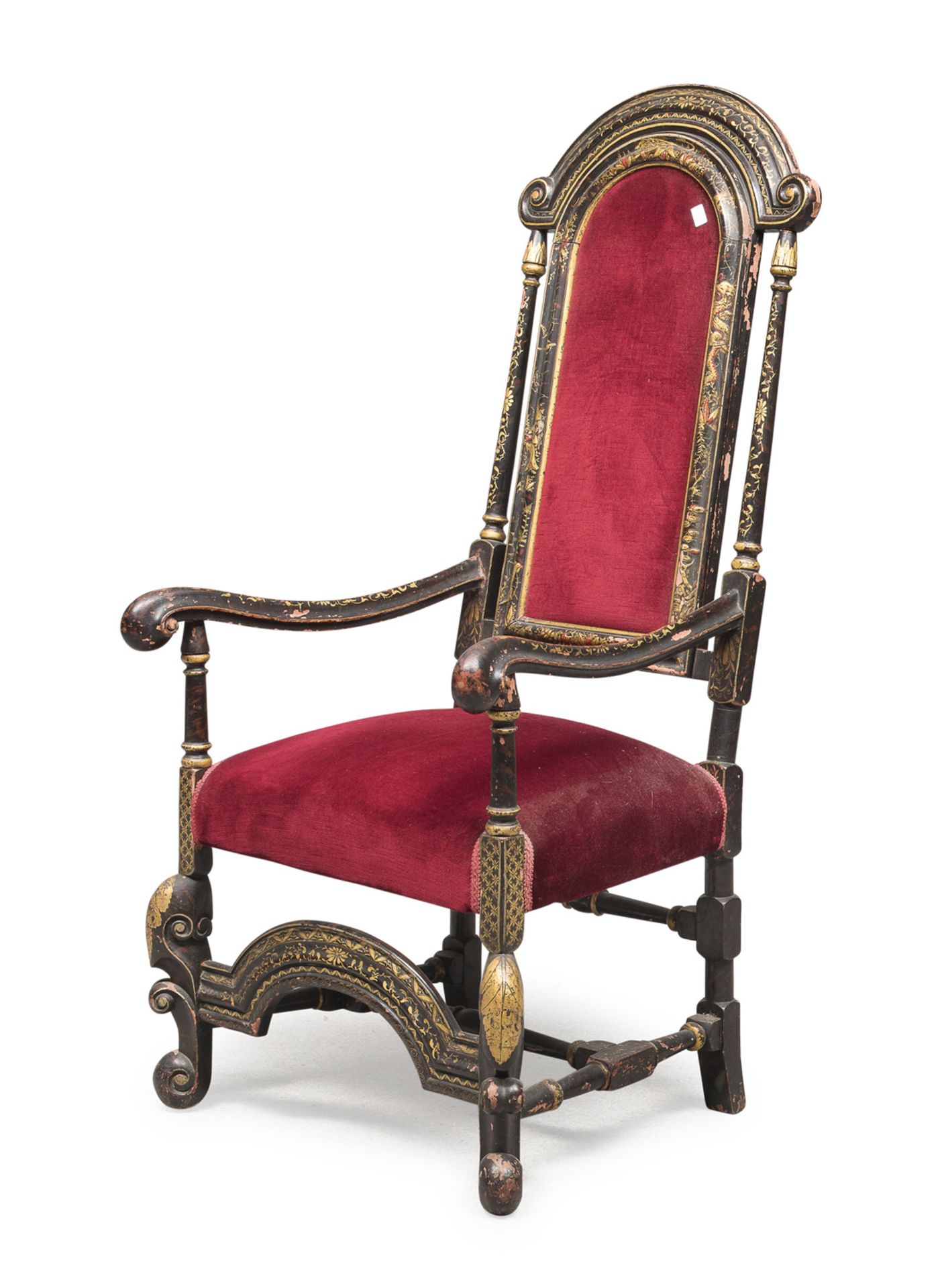 ARMCHAIR IN BLACK AND GOLD LACQUER WOOD FRANCE 19th CENTURY