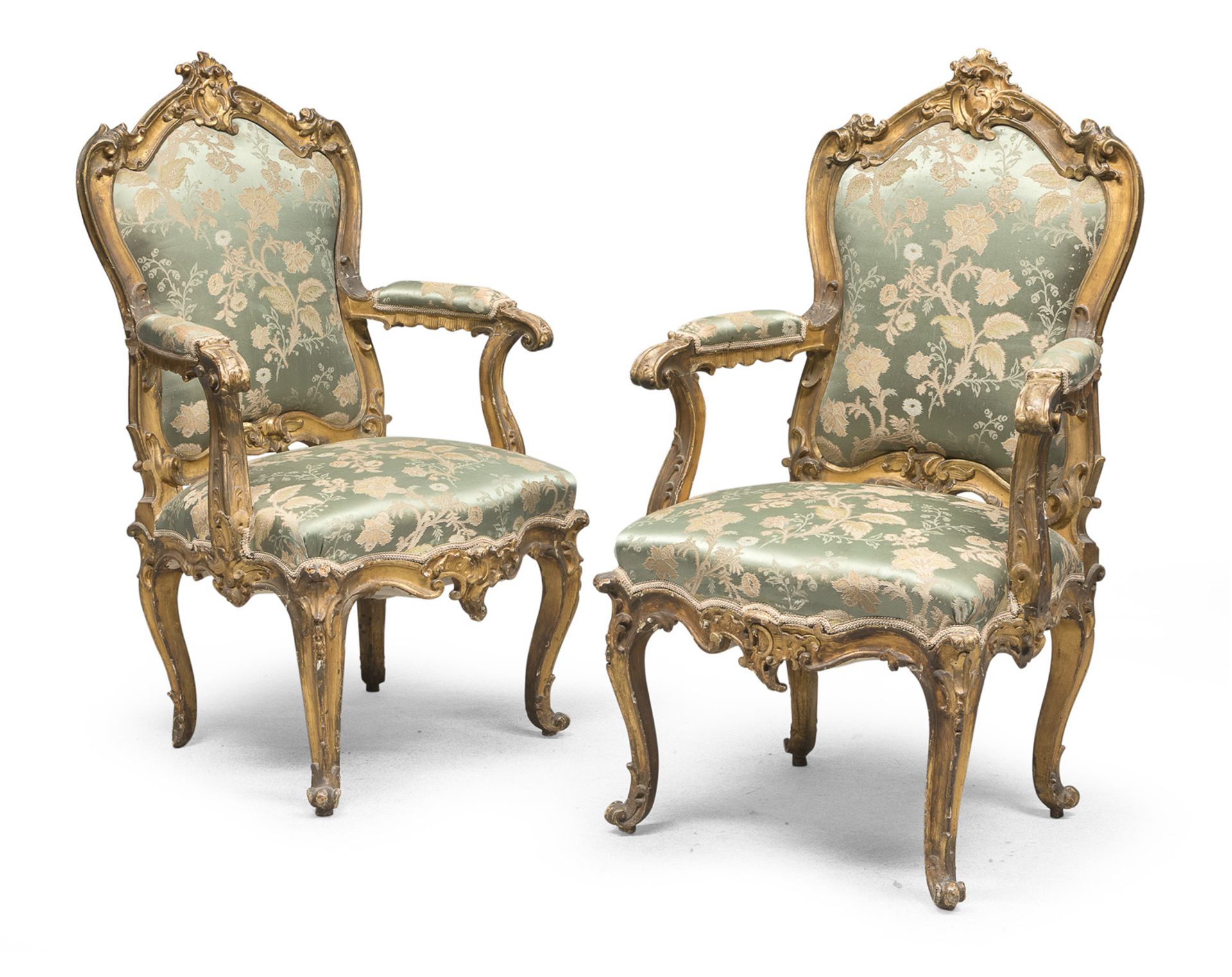 BEAUTIFUL PAIR OF ARMCHAIRS IN GILTWOOD PROBABLY VENICE 18TH CENTURY