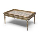 COFFEE TABLE WITH ANTIQUE TAPESTRY 19TH CENTURY
