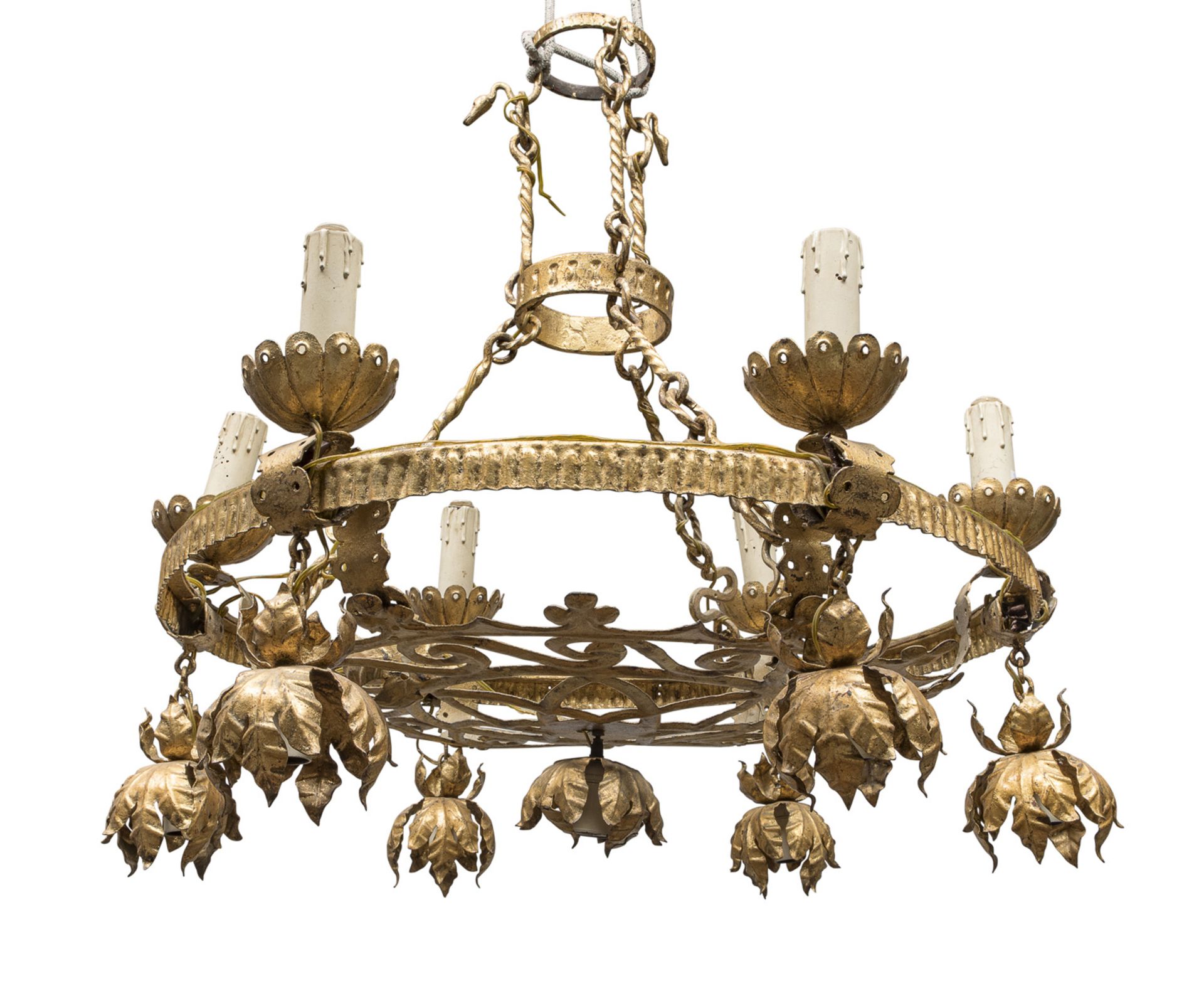 GILDED METAL CHANDELIER EARLY 20TH CENTURY - Bild 2 aus 2