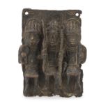 BRONZE HIGH RELIEF AFRICA YORUBA CULTURE BENIN XX S ECOLO