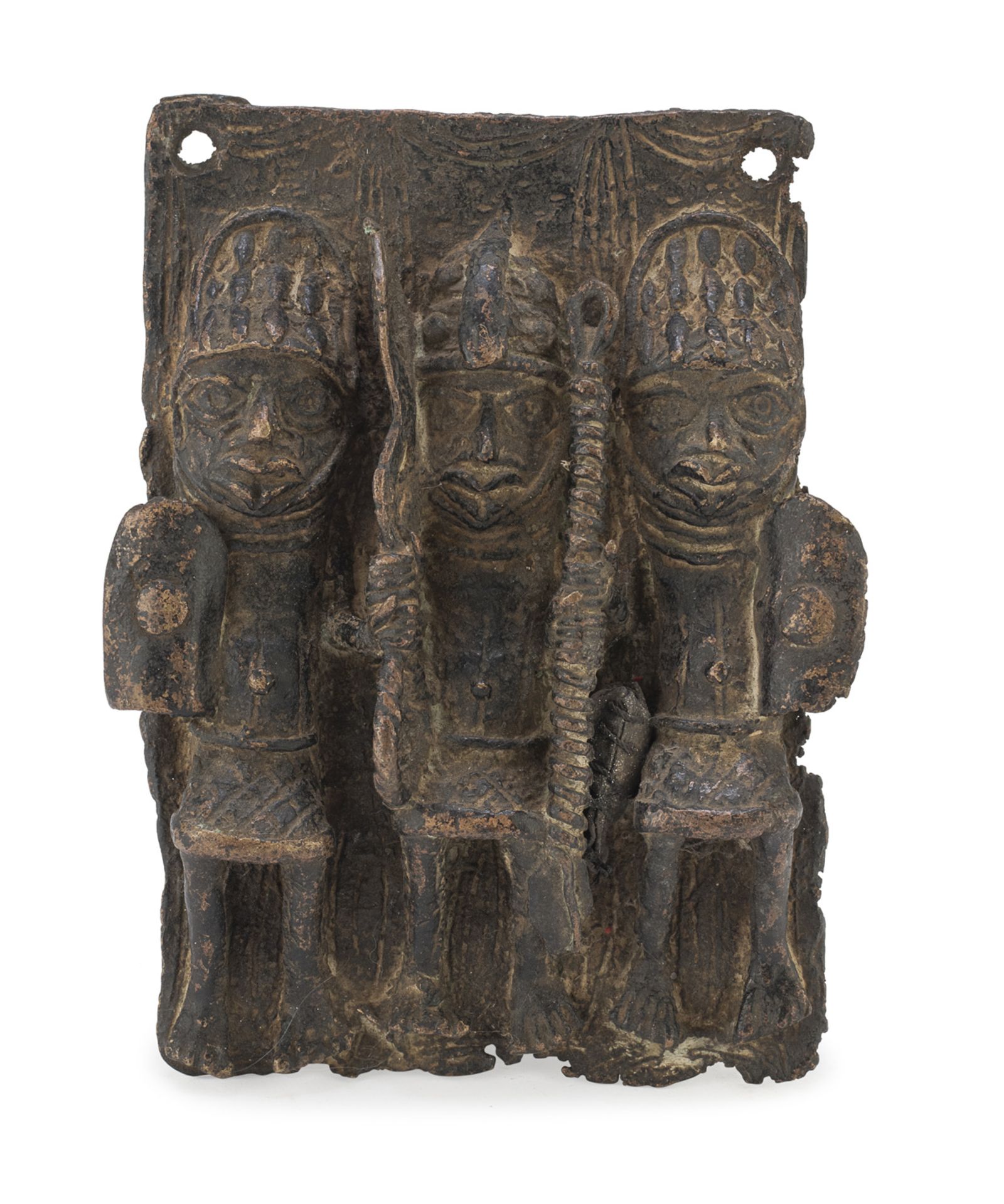 BRONZE HIGH RELIEF AFRICA YORUBA CULTURE BENIN XX S ECOLO