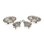 TWO TRAYS AND TWO MUSTARD BOWLS IN SILVER MILAN 1944/1968