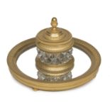 INKWELL IN GILDED BRONZE AND CRYSTAL EMPIRE PERIOD