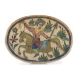 POLYCHROME ENAMEL CERAMIC PLATE PERSIA 20th CENTURY