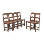 SIX SMALL WALNUT CHAIRS NORTHERN ITALY ANTIQUE ELEMENTS
