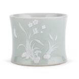 CELADON PORCELAIN BRUSH HOLDER CHINA LATE 19th EARLY 20TH CENTURY