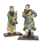 PAIR OF CERAMIC SCULPTURES WITH POLYCHROME ENAMELS CHINA 20th CENTURY