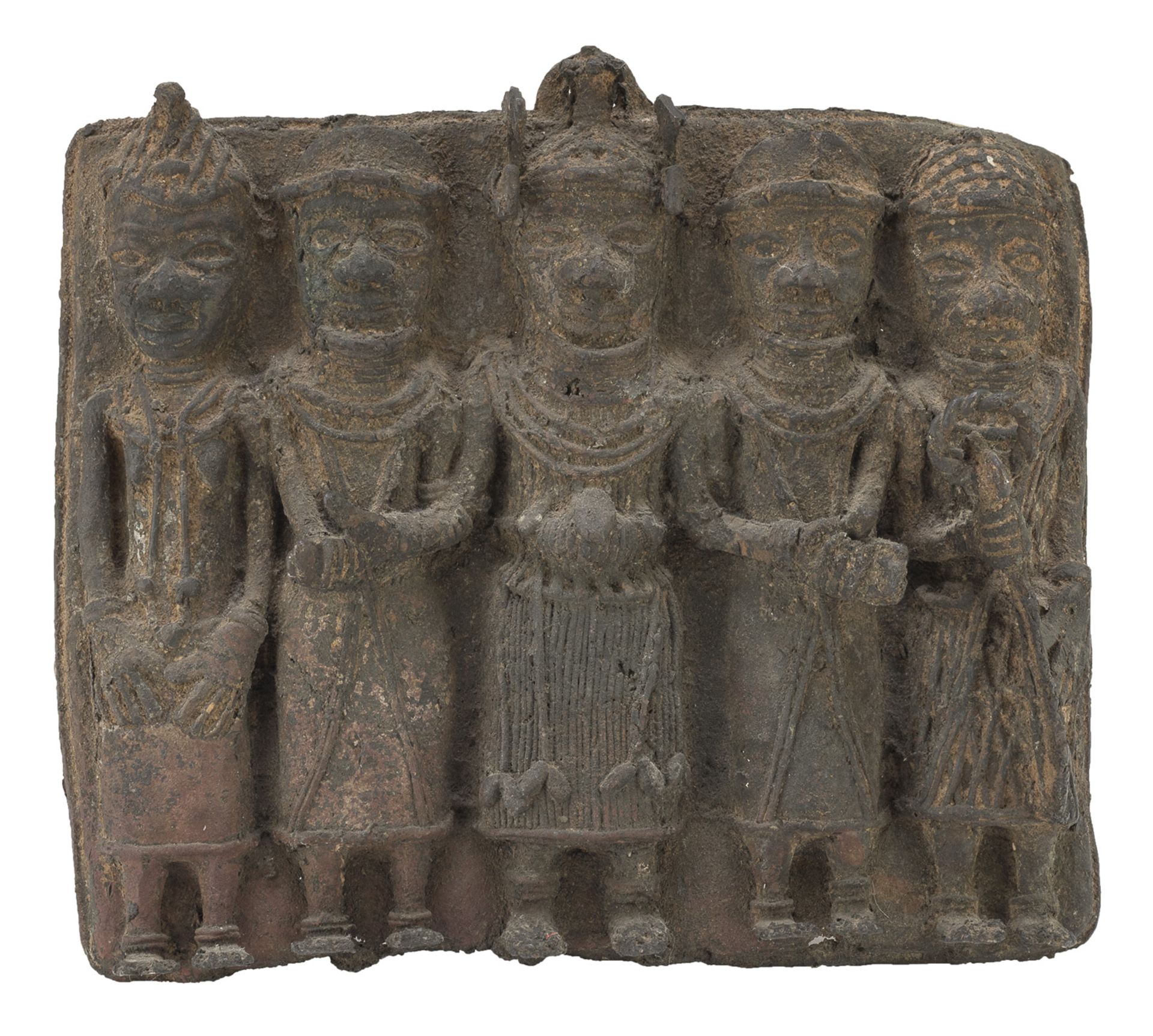 BRONZE HIGH RELIEF AFRICA YORUBA CULTURE BENIN 20th CENTURY