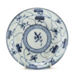 WHITE AND BLUE PORCELAIN PLATE CHINA 19th CENTURY