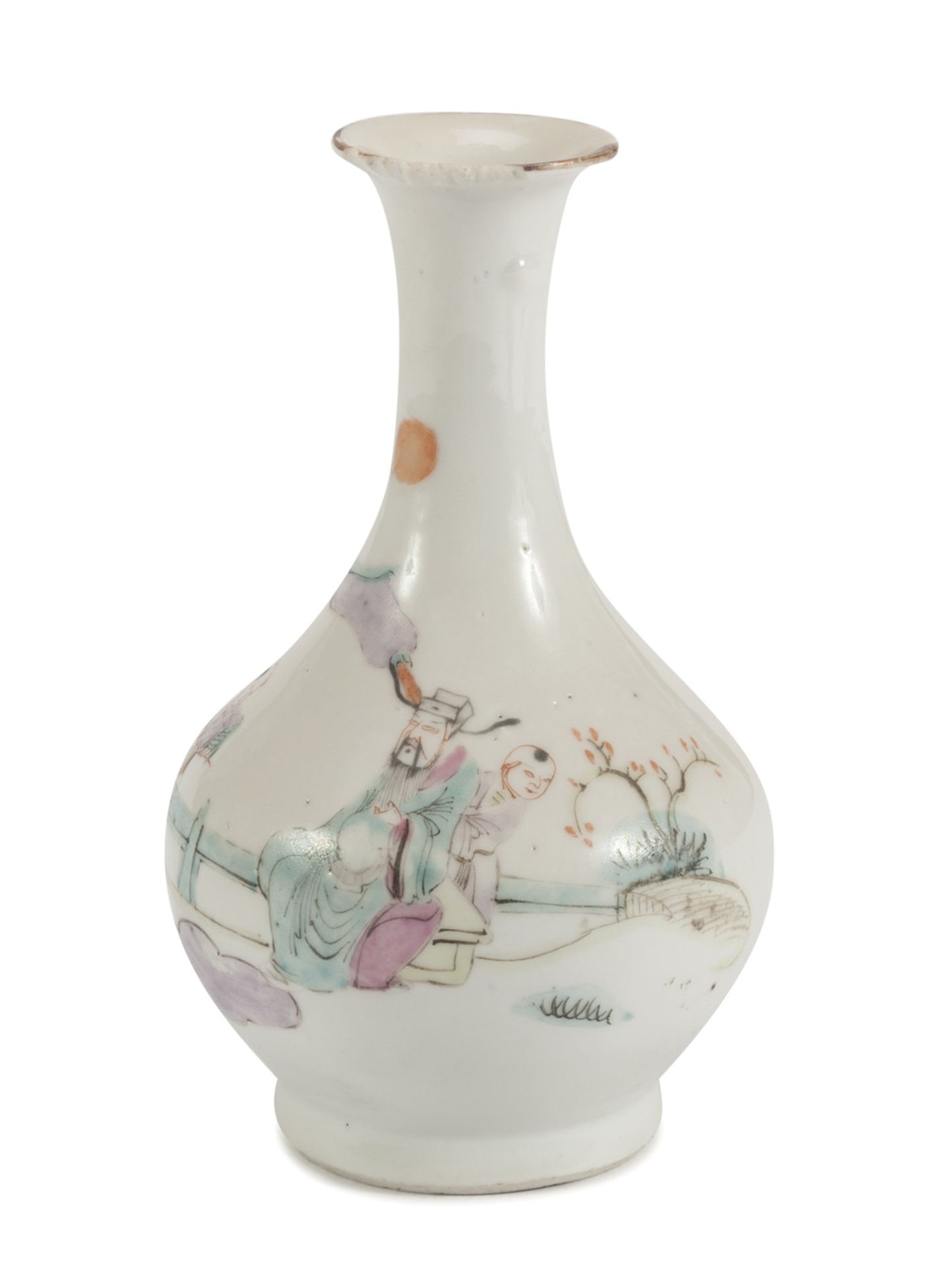 SMALL VASE IN PORCELAIN WITH POLYCHROME ENAMELS CHINA 20th CENTURY