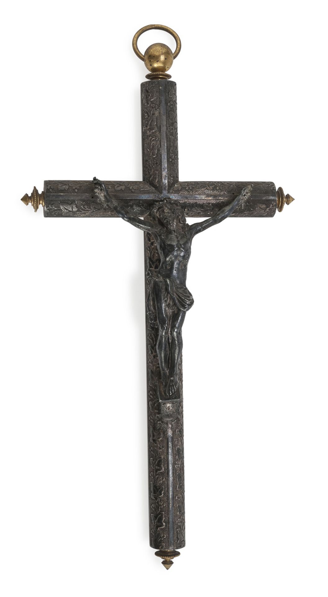 SILVER-PLATED CRUCIFIX PROBABLY ITALY 20th CENTURY