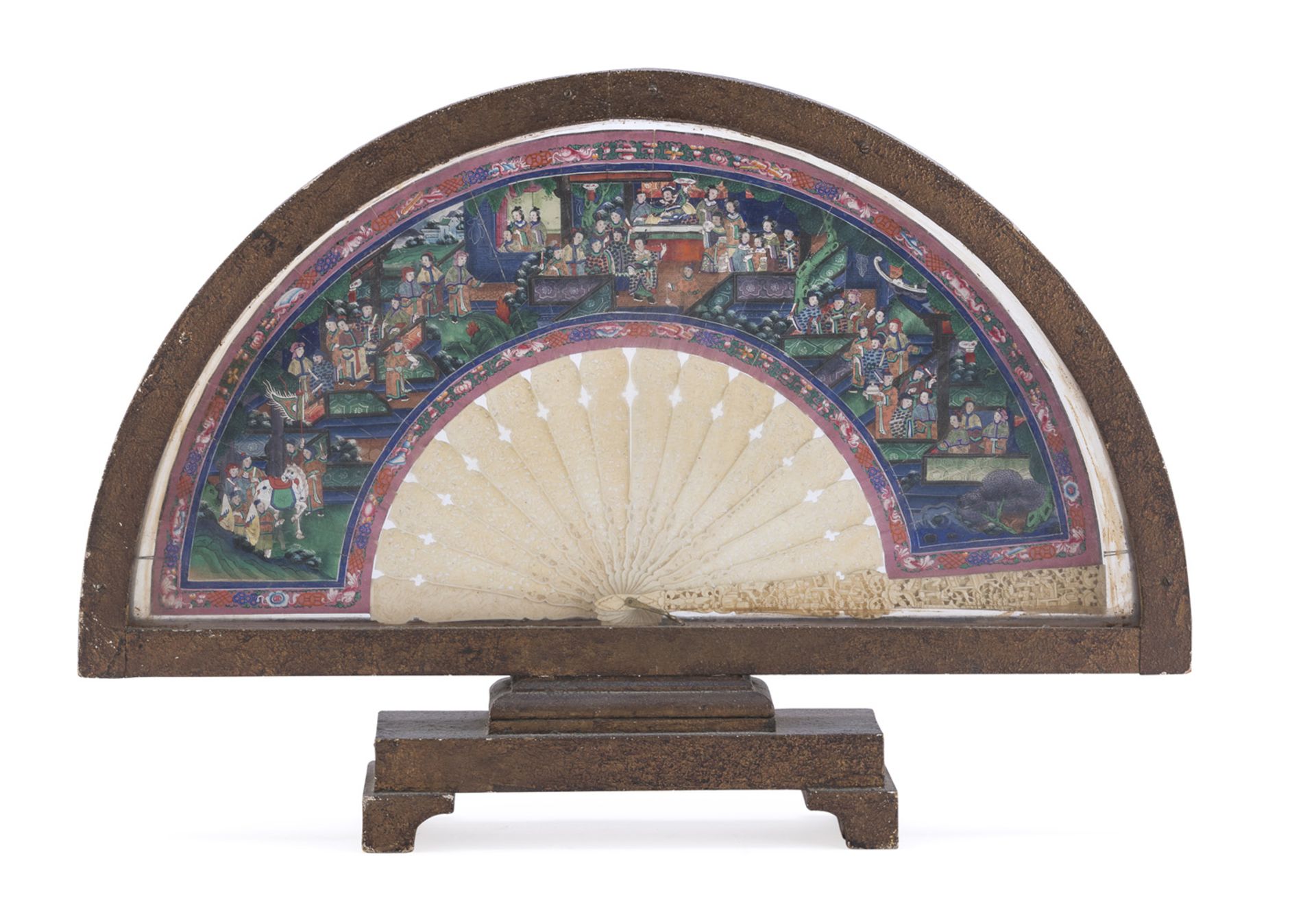 PAINTED PAPER FAN CHINA 19th CENTURY