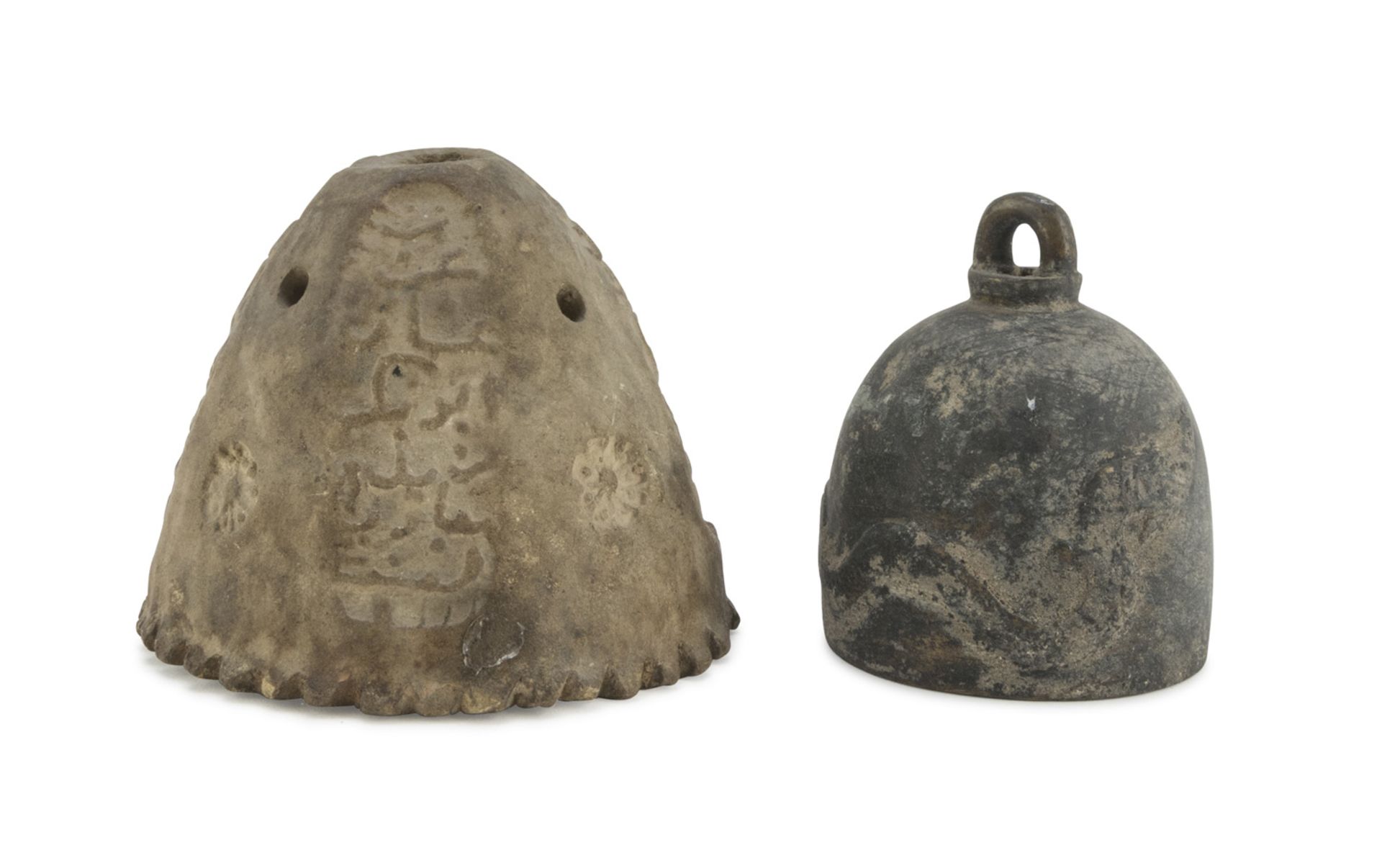 TWO TERRACOTTA BELLS ANCIENT CHINA