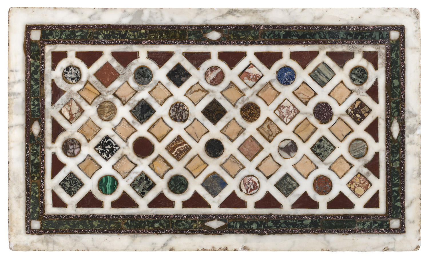 TABLE TOP OF INLAID MARBLES PROBABLY ROMAN MANUFACTURE 19th CENTURY