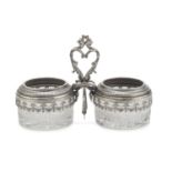 ENTREE SET IN CRYSTAL AND SILVER-PLATED METAL 20th CENTURY