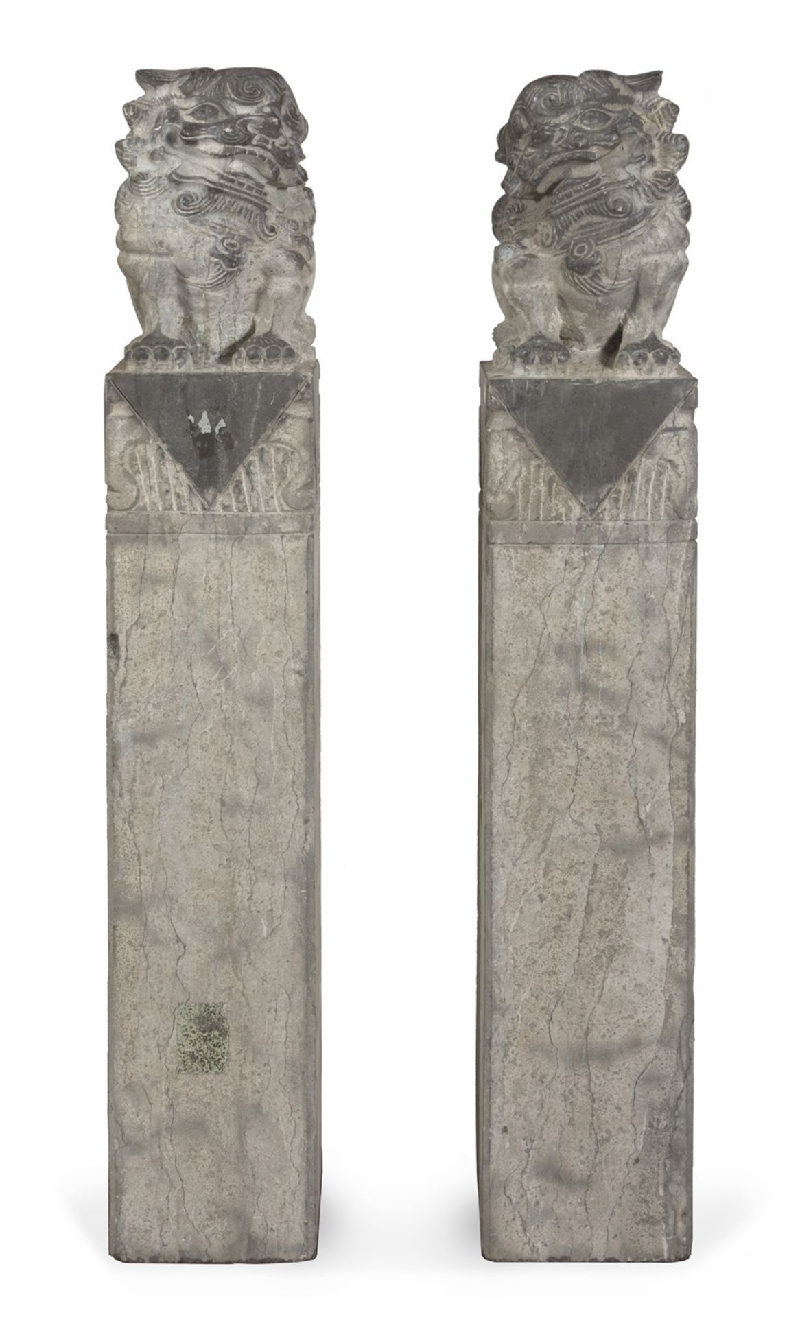 PAIR OF COLUMNS IN SCHIST CHINA 20TH CENTURY