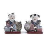 PAIR OF PORCELAIN SCULPTURES WITH POLYCHROME ENAMELS CHINA EARLY 20TH CENTURY