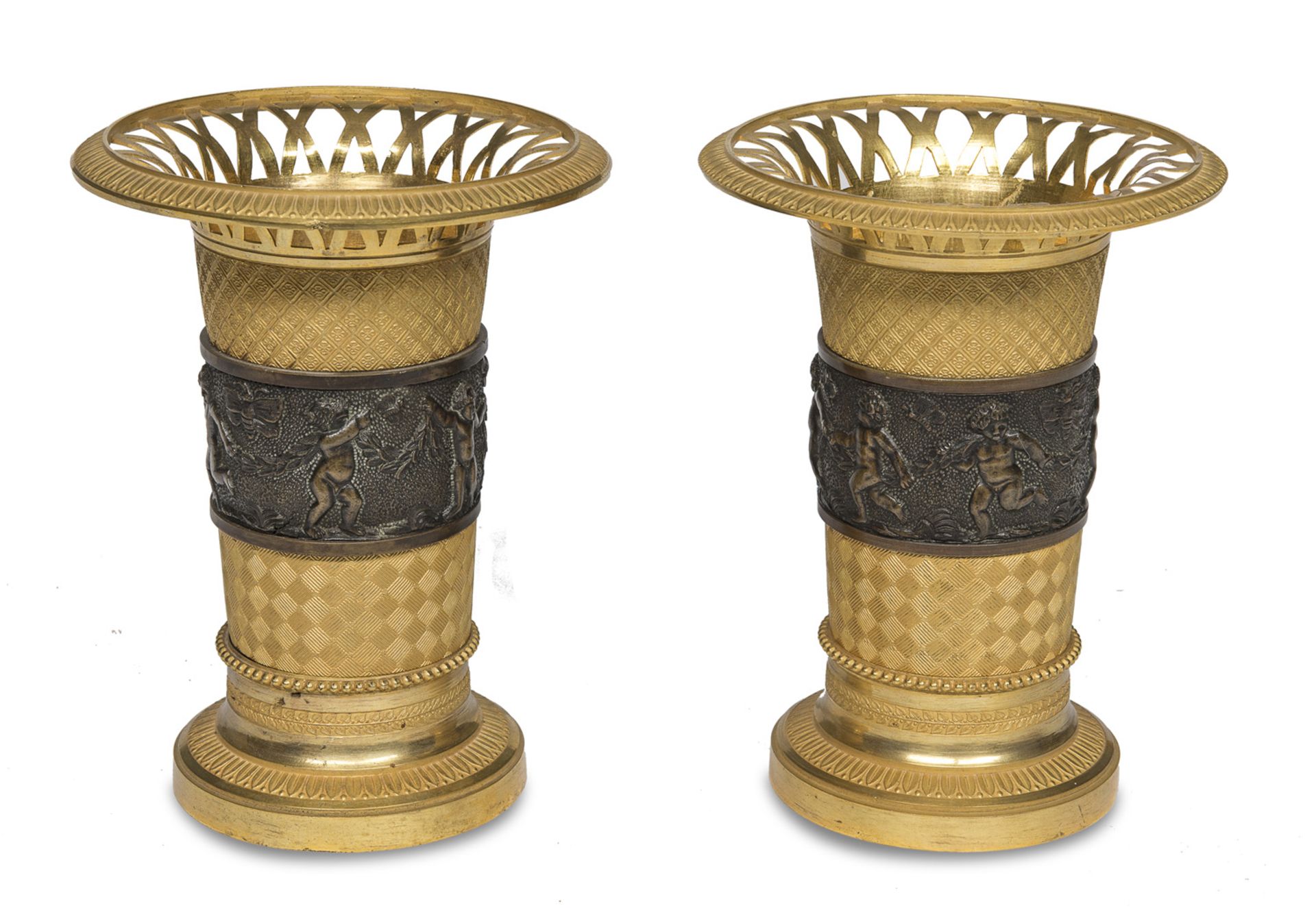 PAIR OF BRONZE VASES EARLY 19th CENTURY
