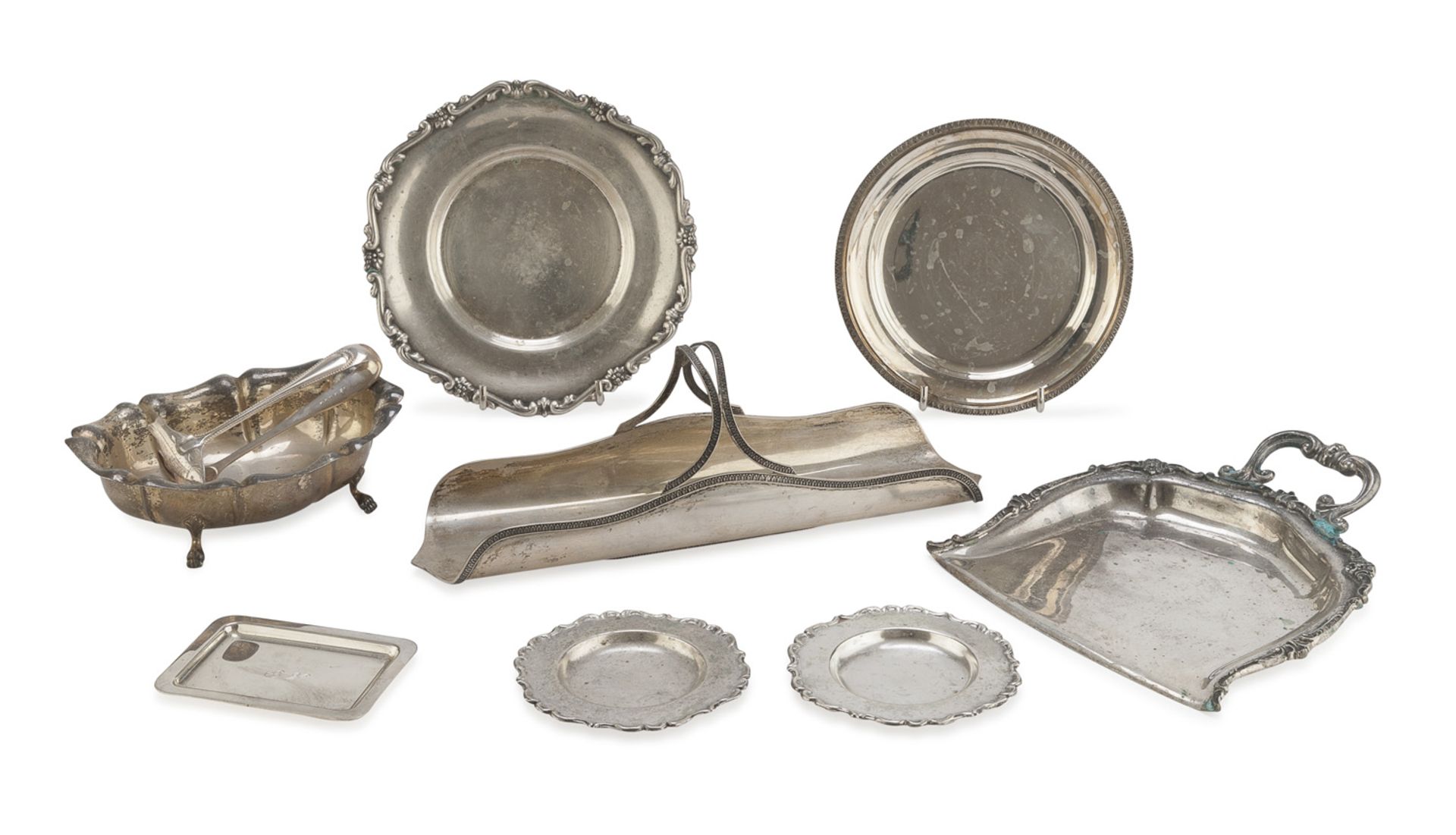 NINE SILVER TABLE OBJECTS 20th CENTURY