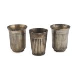 THREE SILVER-PLATED BEAKERS 20th CENTURY