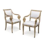 BEAUTIFUL PAIR OF ARMCHAIRS PIEDMONT OR FRANCE LATE 18th CENTURY EARLY 19th CENTURY