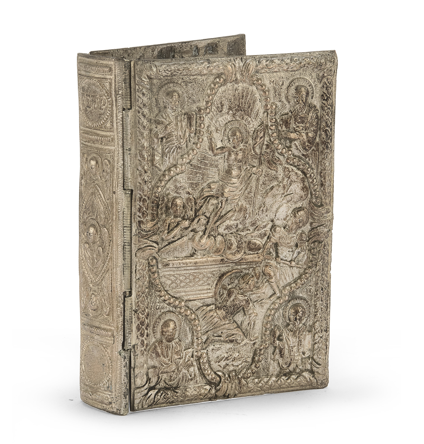 SILVER-PLATED BRONZE BOOKCOVER GREECE OR BALKANS LATE 20TH CENTURY