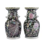 PAIR OF PORCELAIN VASES WITH POLYCHROME ENAMELS CHINA 20th CENTURY