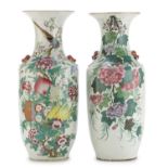 PAIR OF LARGE PORCELAIN VASES WITH POLYCHROME ENAMELS CHINA 20th CENTURY