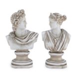 PAIR OF SMALL PORCELAIN BUSTS 20th CENTURY