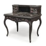 DESK WITH STAND IN BLACK LACQUER WOOD CHINOISERIES STYLE FRANCE 19th CENTURY