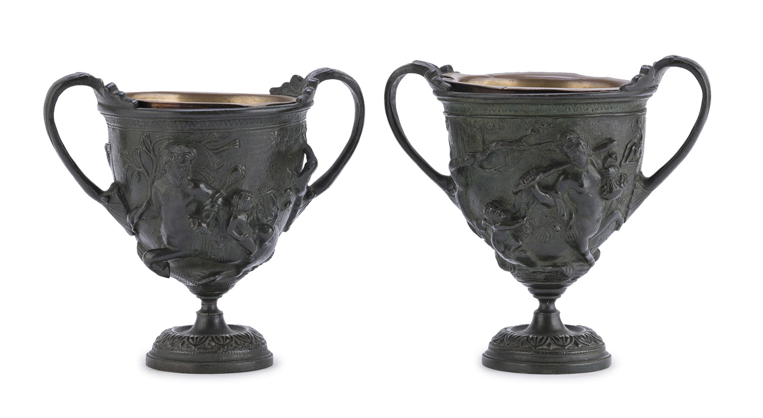 PAIR OF SMALL BURNISHED BRONZE CUPS 19th CENTURY