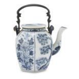 WHITE AND BLUE PORCELAIN TEAPOT CHINA 20th CENTURY