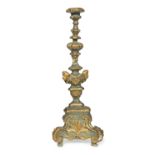 BEAUTIFUL CANDLESTICK IN LACQUERED WOOD MARCHE 18TH CENTURY