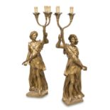 PAIR OF GILTWOOD TORCH HOLDER SCULPTURES NORTHERN ITALY 18th CENTURY