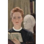 PAINTING WOMAN WITH BOOK