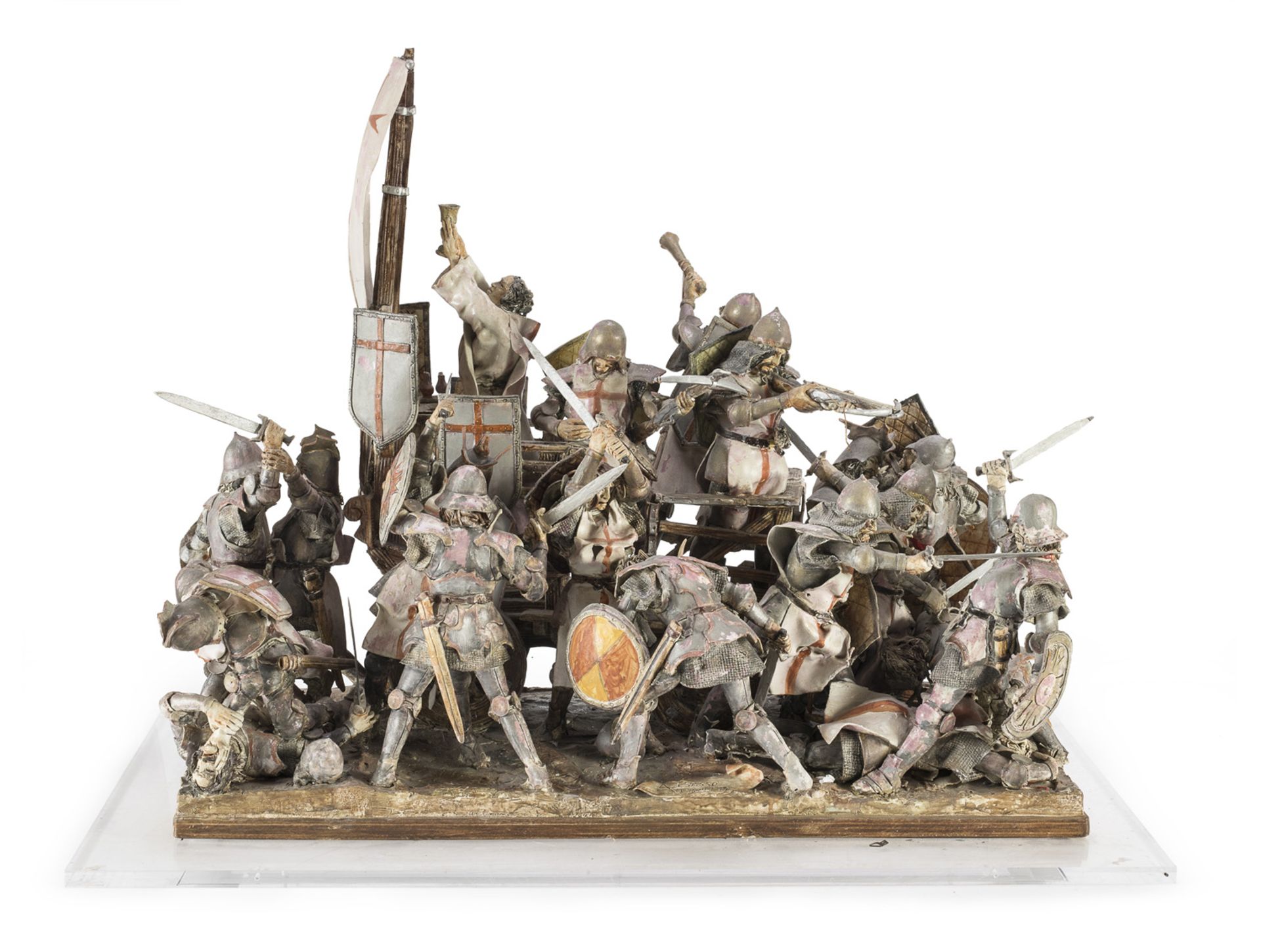 CERAMIC SCULPTURE BATTLE OF LEGNANO BY ANGELO BASSO