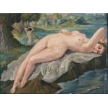 PAINTING WOMAN AT THE RIVER OF THE TWENTIETH CENTURY